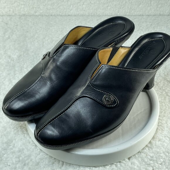 Cole Haan Mule Clog Women’s 10 B Black Leather Slip On Platform Heel Pump - Picture 2 of 9